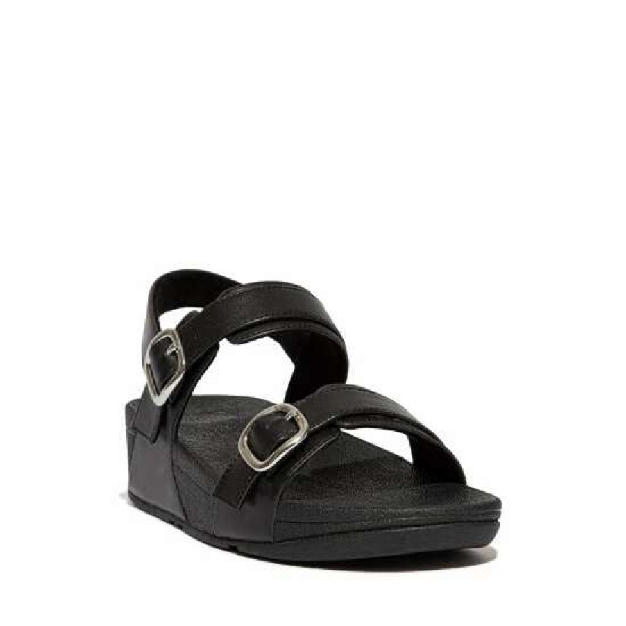 Sandals * | Fitflop Lulu Black Adjustable Leather Back-Strap Sandals