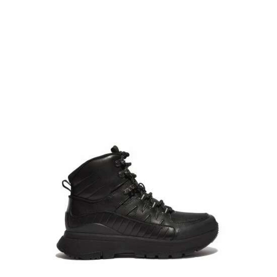 Boots * | Fitflop Neo-D-Hyker Leather-Mix Black Walking Boots