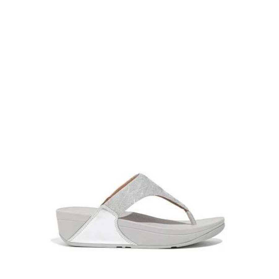 Sandals * | Fitflop Silver Lulu Glitz Toe-Post Sandals