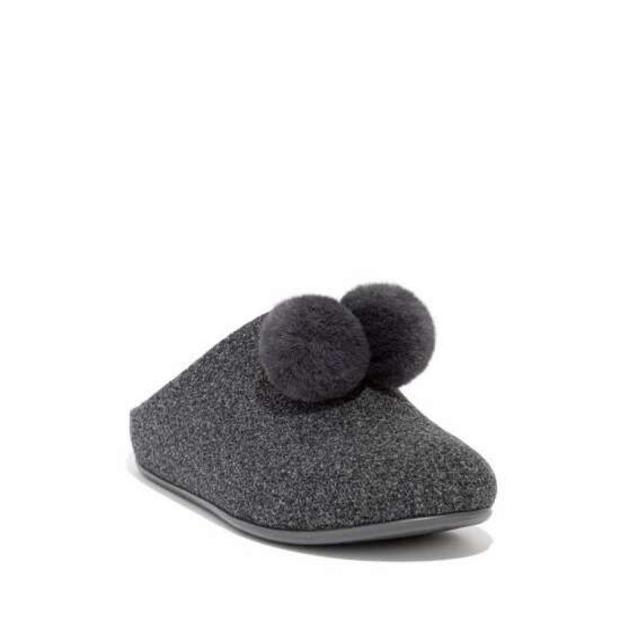 Slippers * | Fitflop Grey Chrissie Pom Pom Felt Slippers