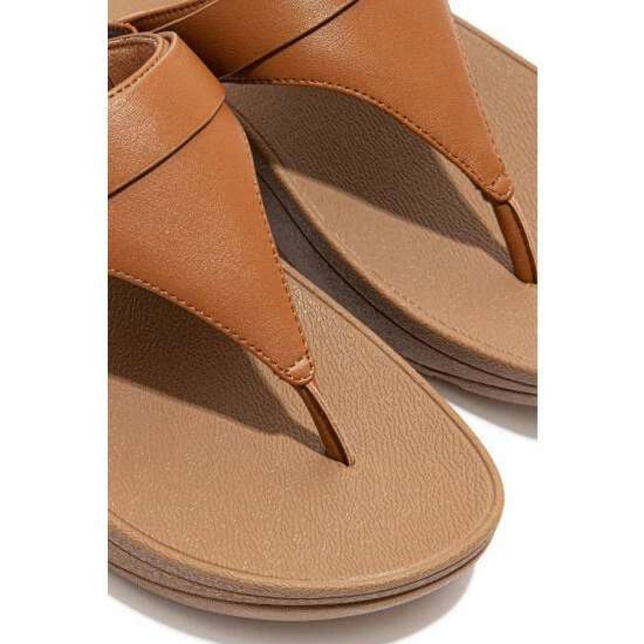 Sandals * | Fitflop Lulu Tan Brown Adjustable Leather Toe-Post Sandals