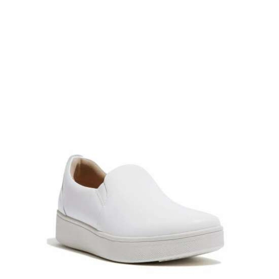 Trainers * | Fitflop Rally Leather Slip-On Skate White Trainers