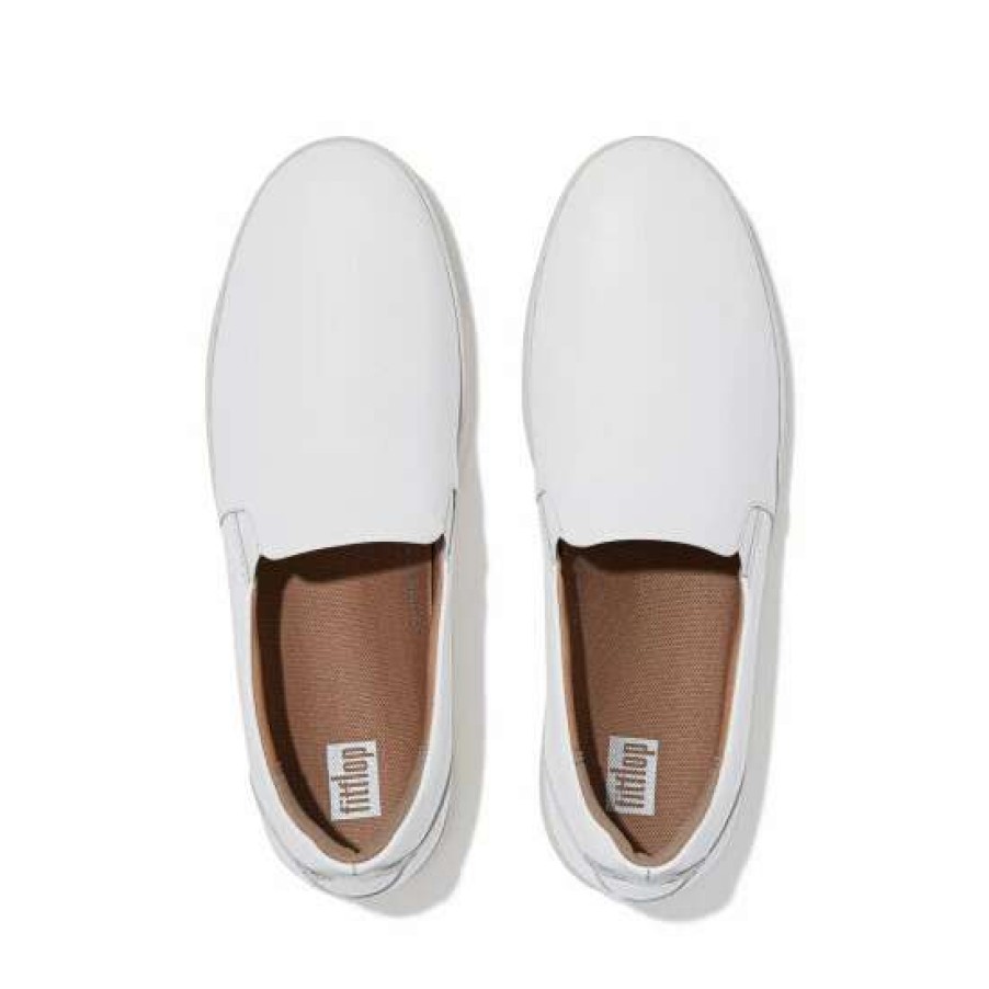 Trainers * | Fitflop Rally Leather Slip-On Skate White Trainers