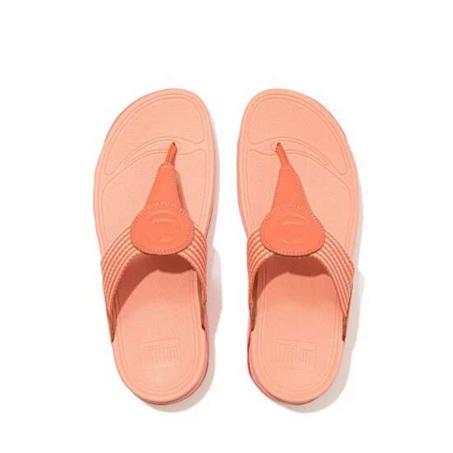 Sandals * | Fitflop Orange Walkstar Finestripe Webbing Toe-Post Sandals