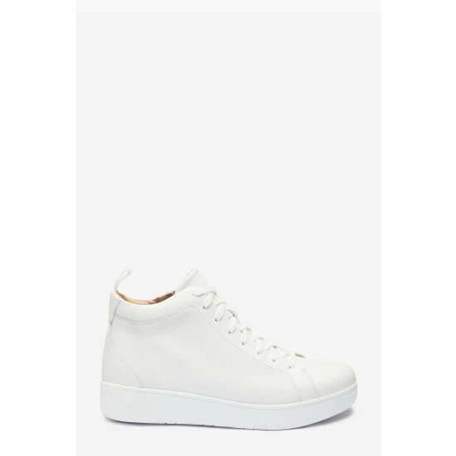 Trainers * | Fitflop White Rally Leather High-Top Trainers