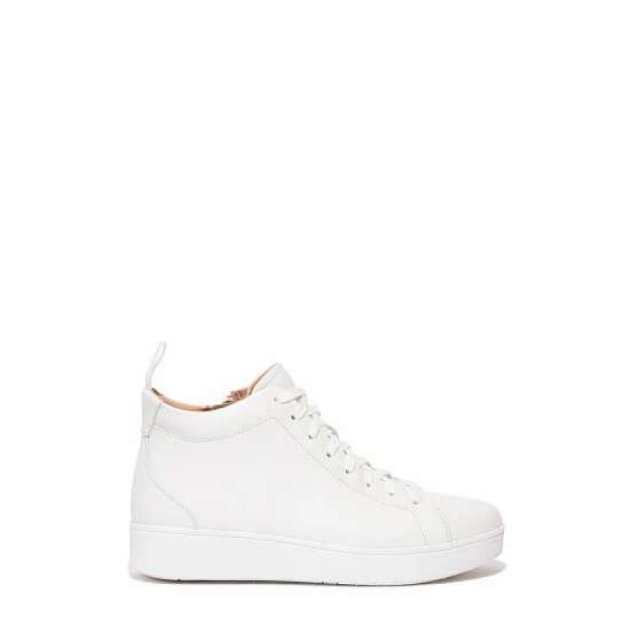 Trainers * | Fitflop White Rally Leather High-Top Trainers