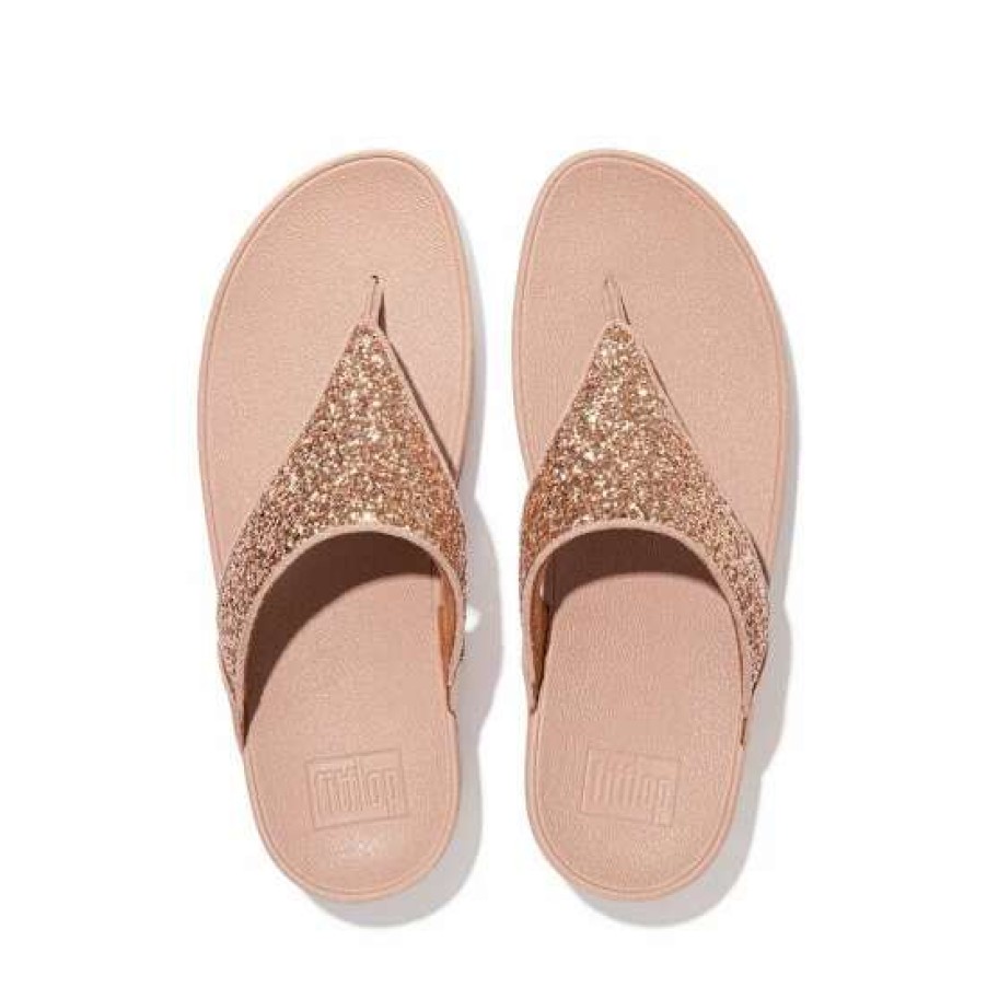 Sandals * | Fitflop Pink Lulu Glitter Toe-Post Sandals