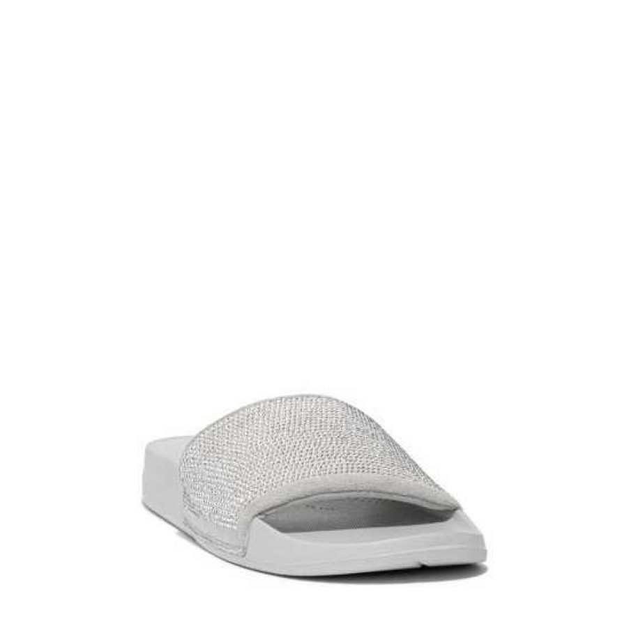 Sandals * | Fitflop Grey Iqushion Water Resistant Crystal Slides