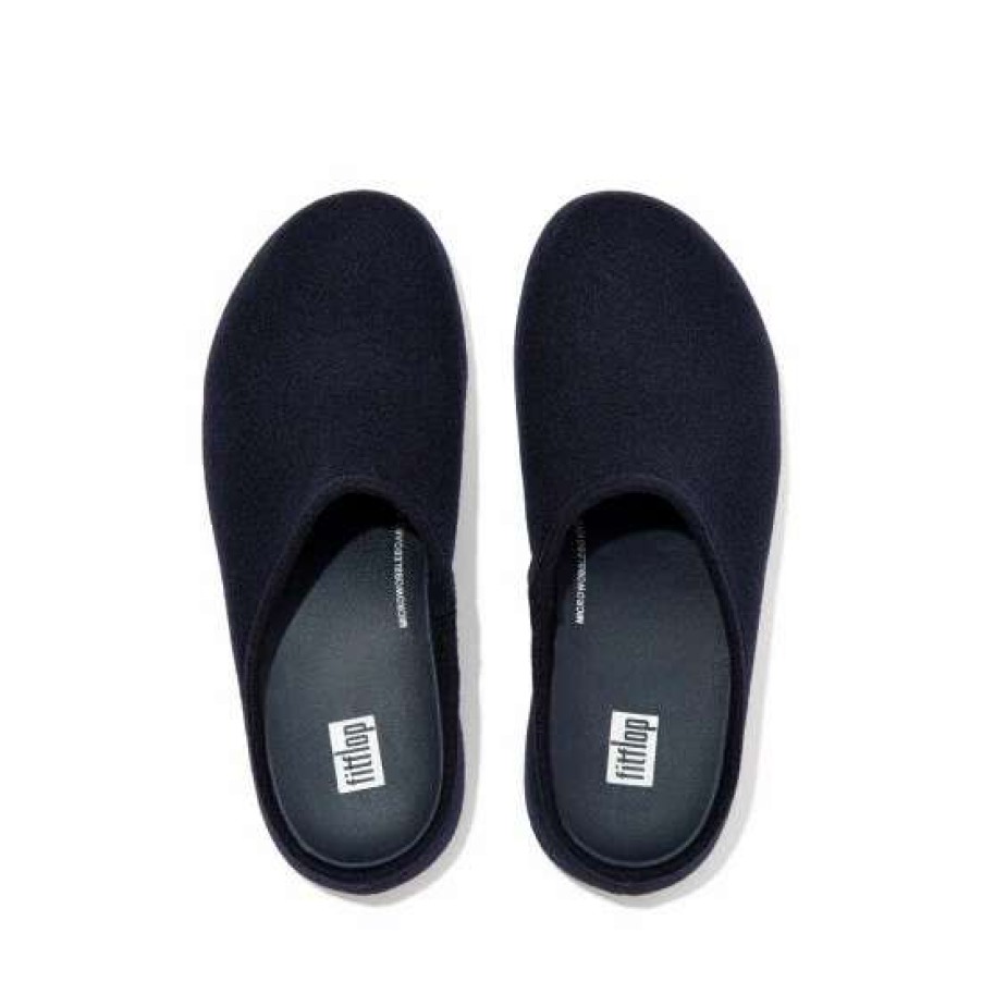 Slippers * | Fitflop Blue Cushy Felt Clog Slippers