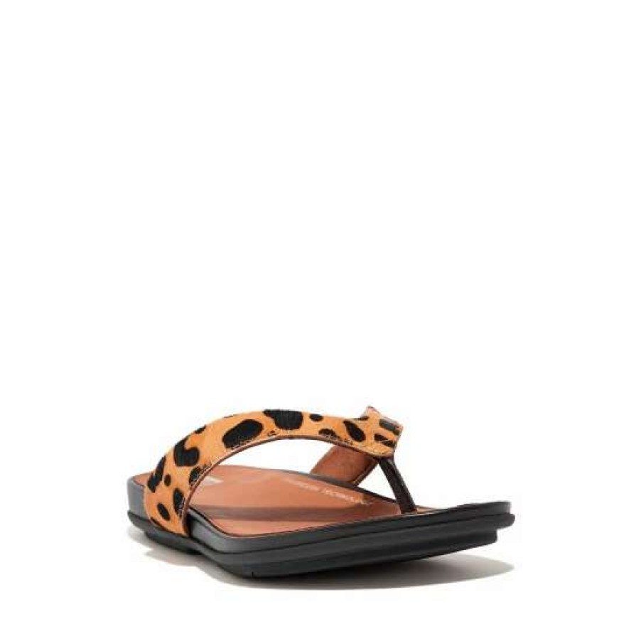 Sandals * | Fitflop Animal Print Gracie Hair-On Leather Flip Flops