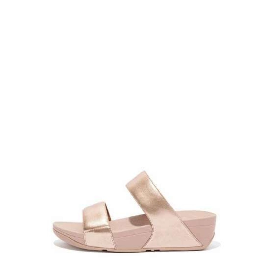 Sandals * | Fitflop Gold Lulu Metallic Leather Slides