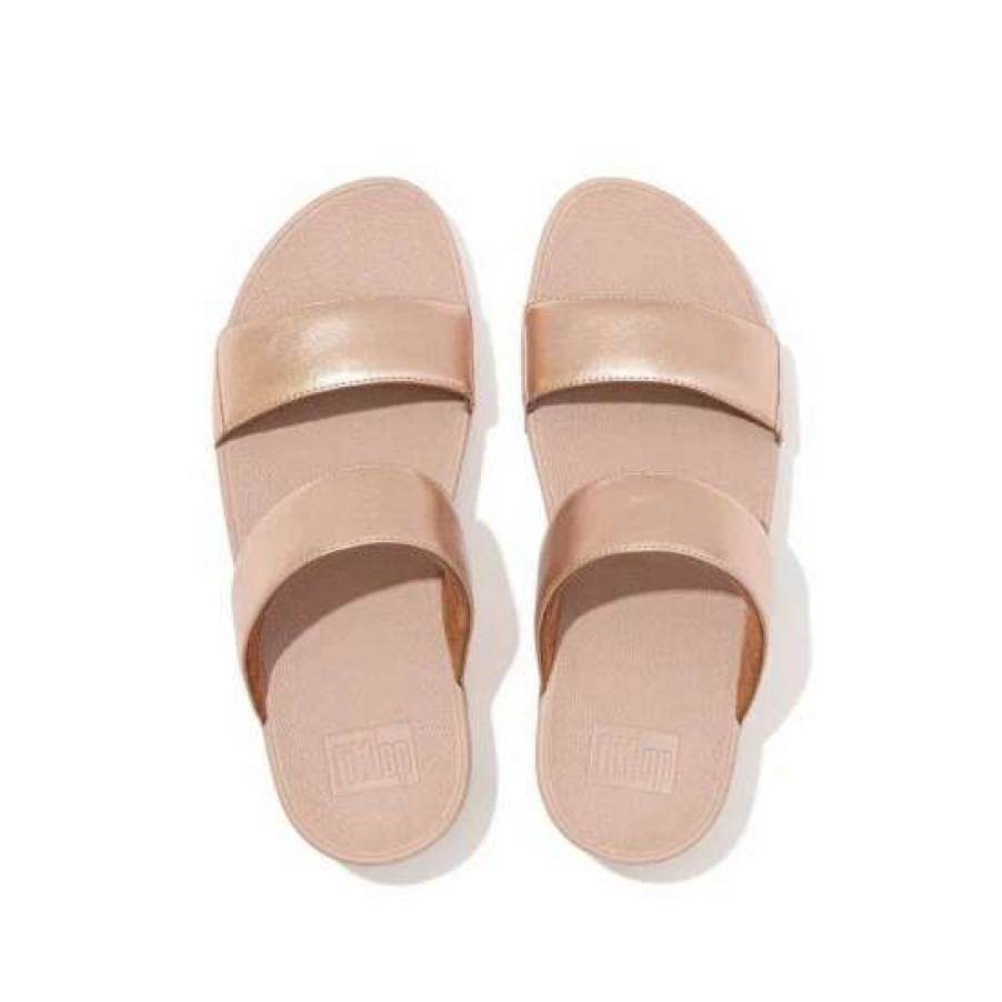 Sandals * | Fitflop Gold Lulu Metallic Leather Slides