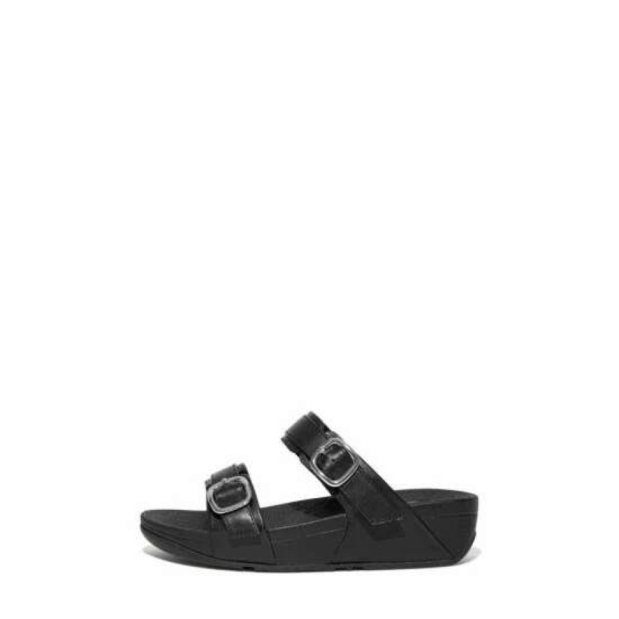 Sandals * | Fitflop Black Lulu Adjustable Leather Slides