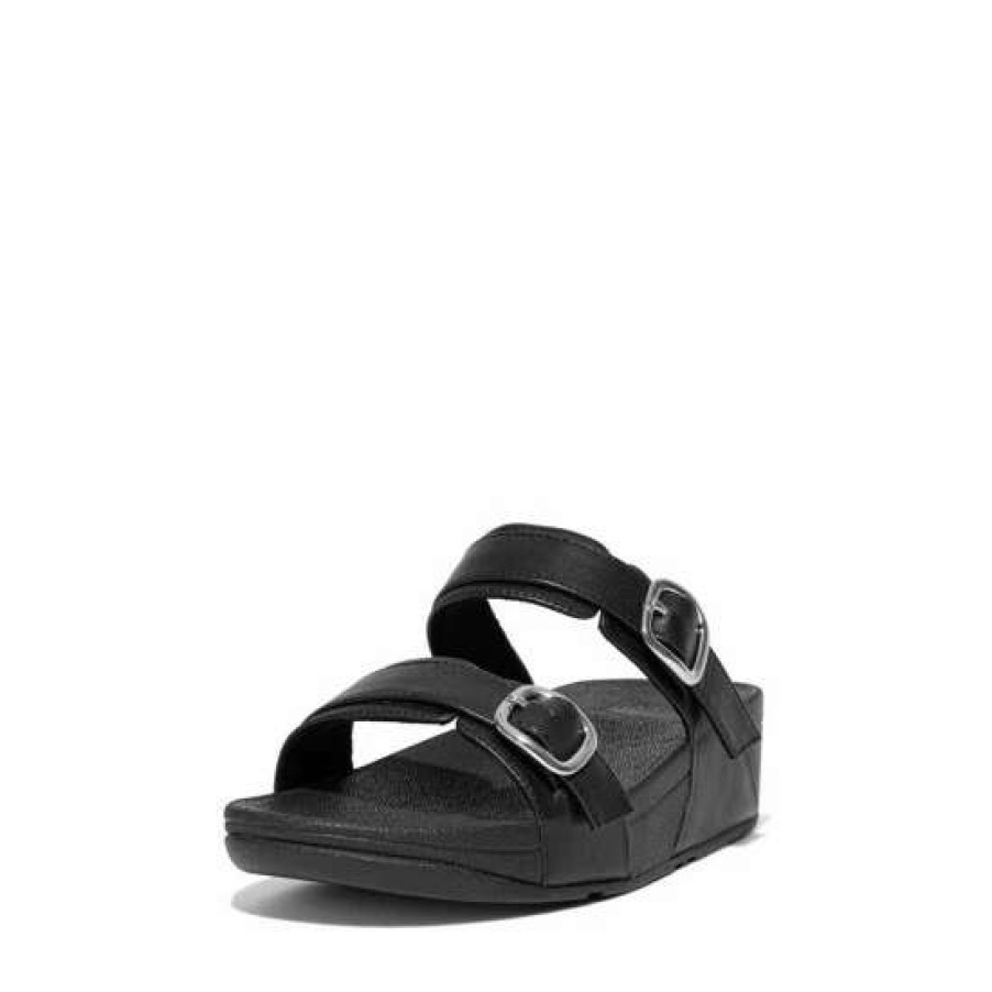 Sandals * | Fitflop Black Lulu Adjustable Leather Slides