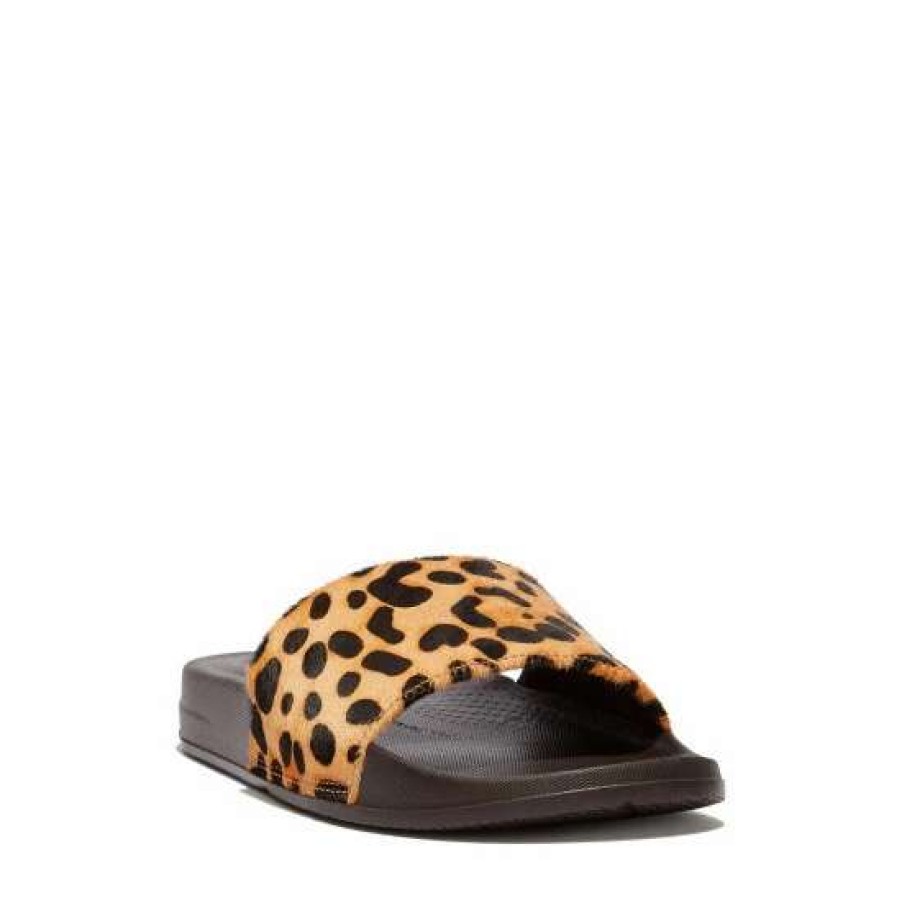 Sandals * | Fitflop Iqushion Animal Print Hair-On Leather Slides