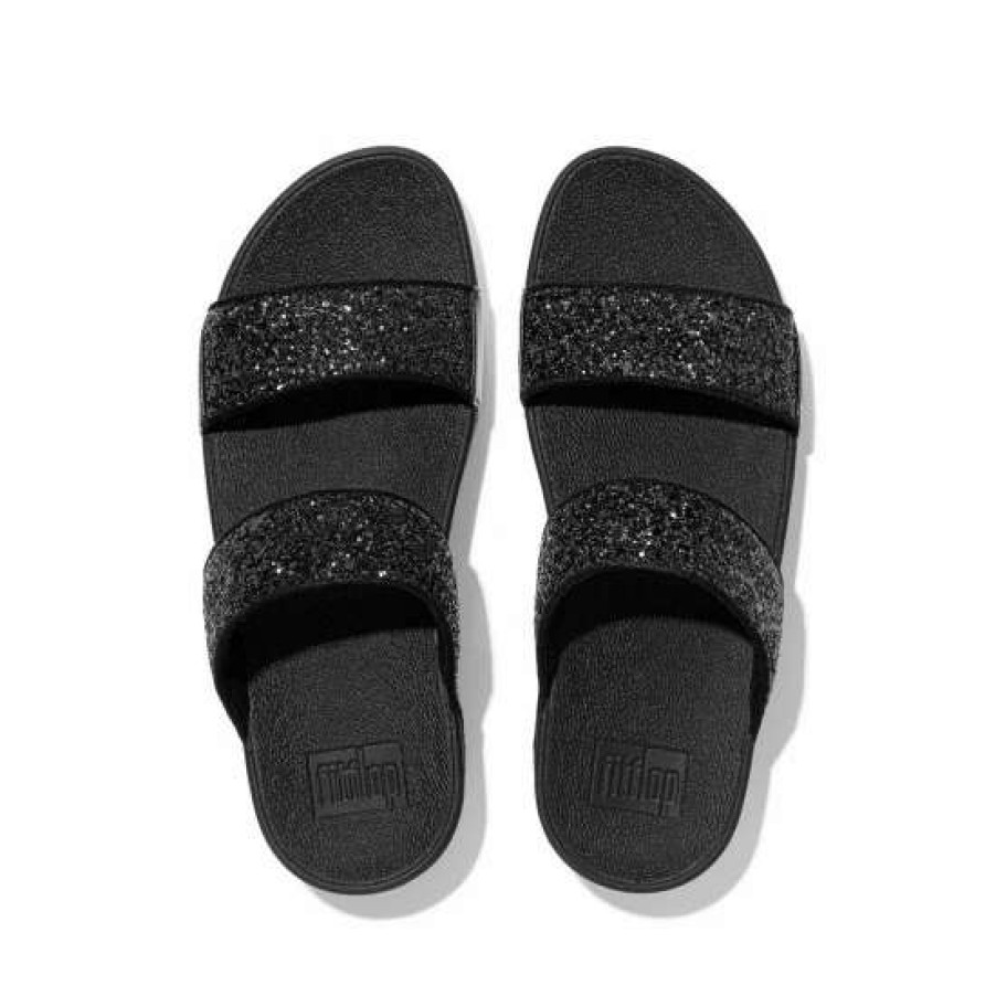 Sandals * | Fitflop Black Lulu Glitter Slides