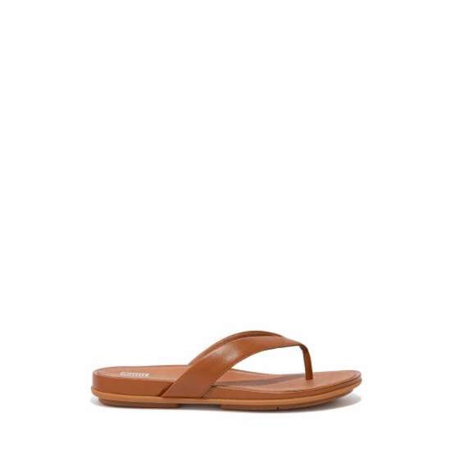 Sandals * | Fitflop Tan Brown Gracie Leather Flip-Flops