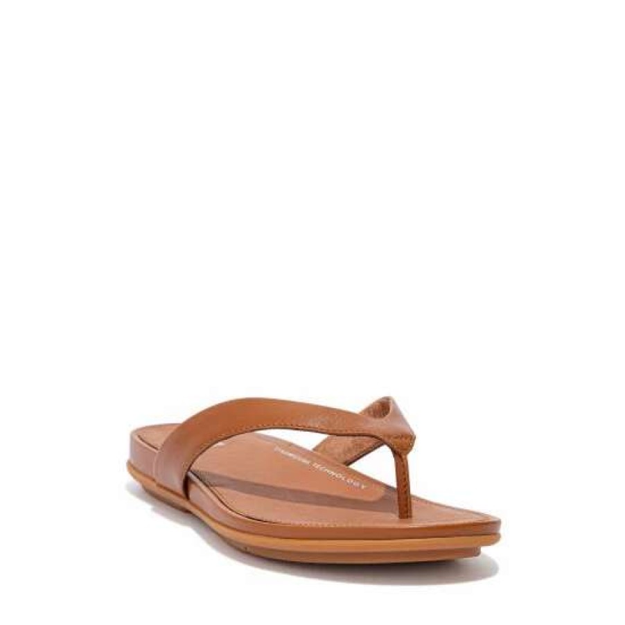 Sandals * | Fitflop Tan Brown Gracie Leather Flip-Flops