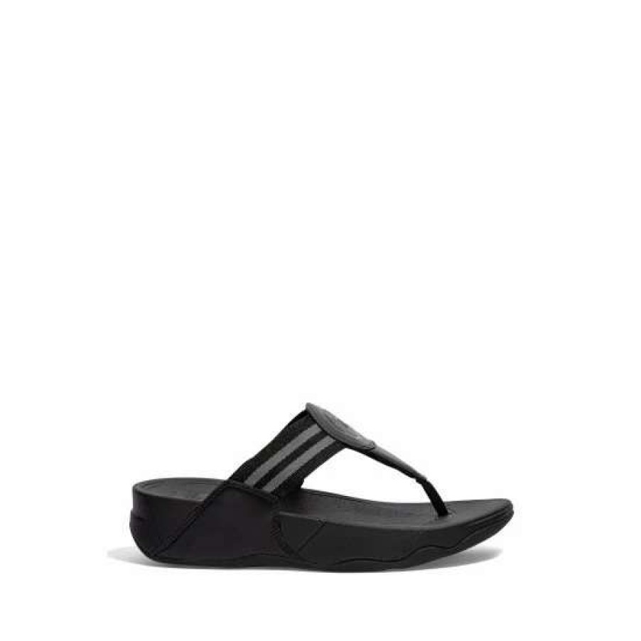 Sandals * | Fitflop Black Walkstar Webbing Toe-Post Sandals