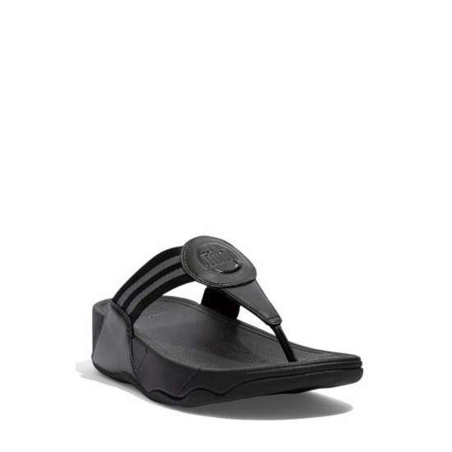 Sandals * | Fitflop Black Walkstar Webbing Toe-Post Sandals