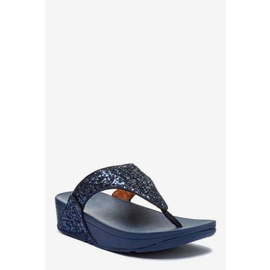 Sandals * | Fitflop Blue Lulu Glitter Toe Post Sandals