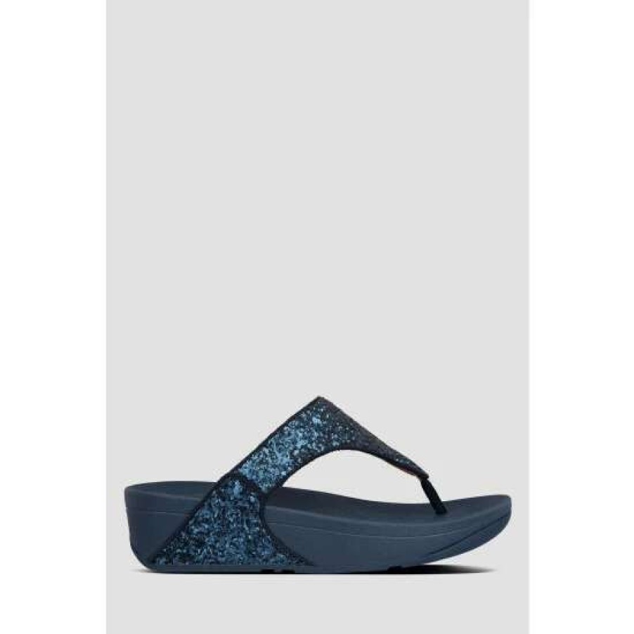 Sandals * | Fitflop Blue Lulu Glitter Toe Post Sandals