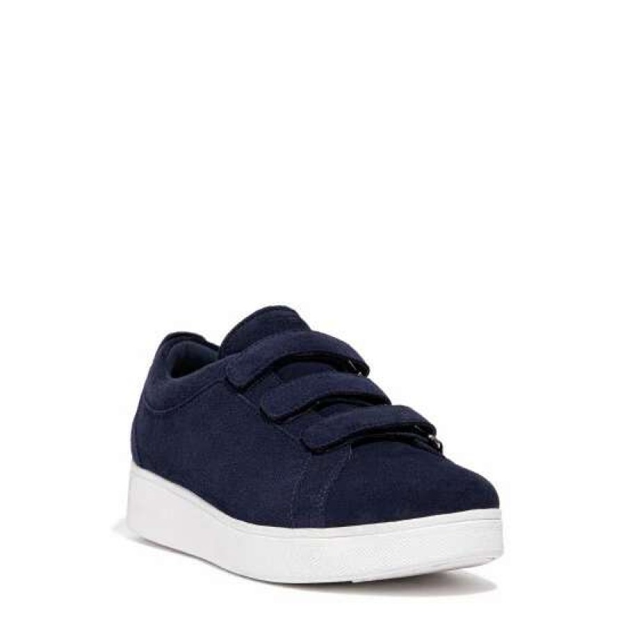 Trainers * | Fitflop Blue Rally Strap Suede Trainers