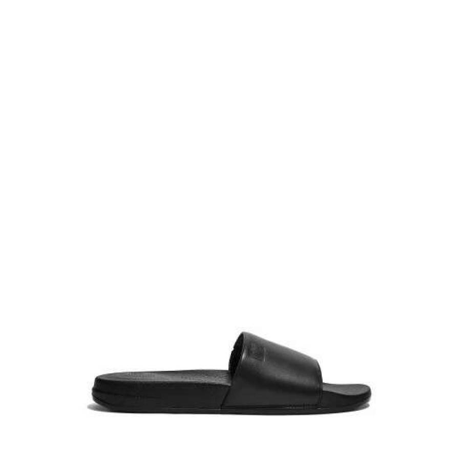 Sandals * | Fitflop Black Men'S Iqushion Ergonomic Leather Slides