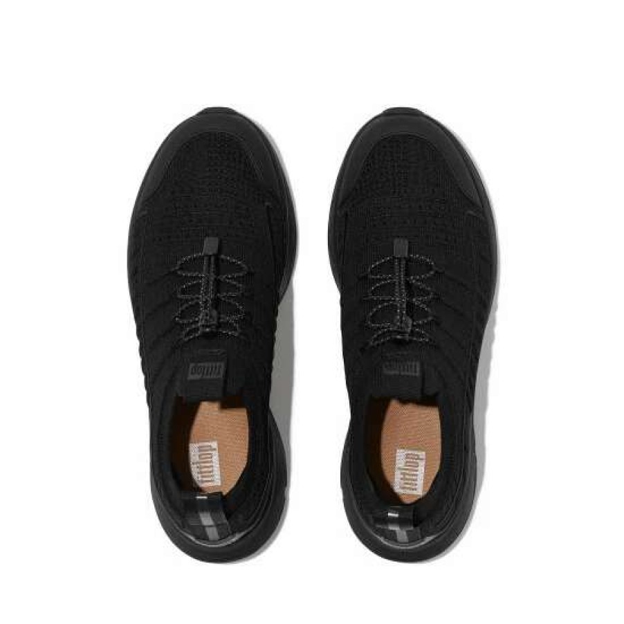 Trainers * | Fitflop Vitamin Metal Pop Knit Sports Black Trainers