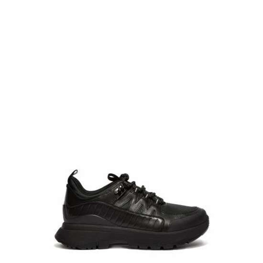 Trainers * | Fitflop Neo-D-Hyker Leather-Mix Black Walking Trainers