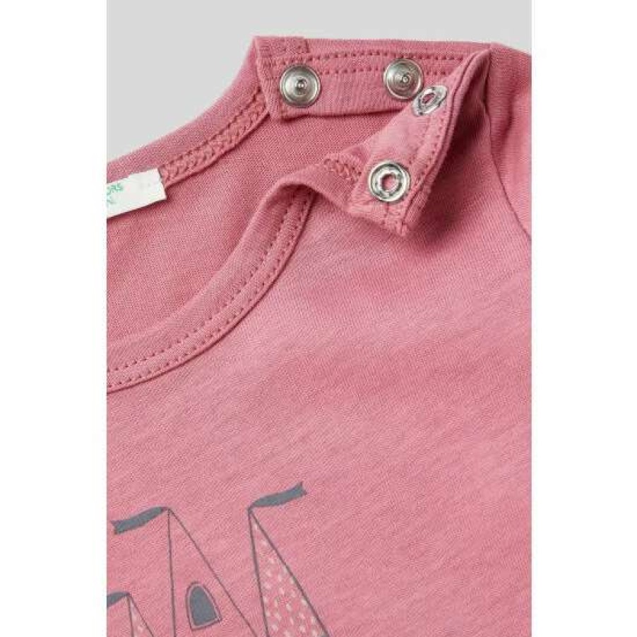 Tshirts * | Benetton Printed Long Sleeve T-Shirt