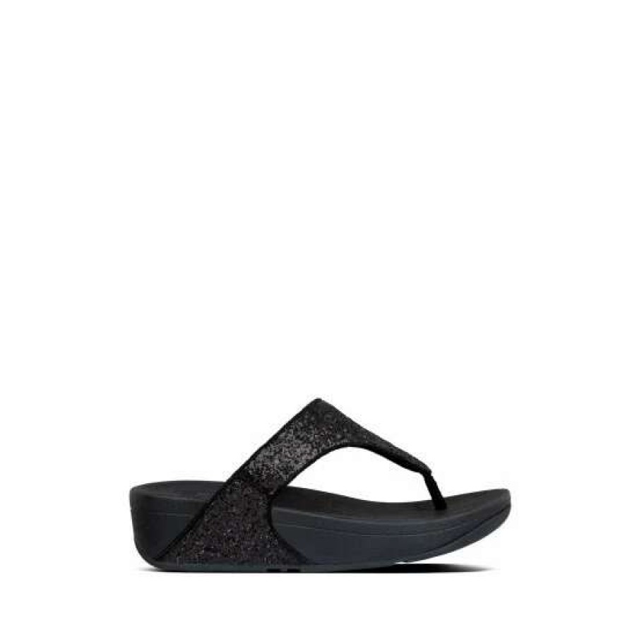 Sandals * | Fitflop Black Lulu Glitter Toe Post Sandals