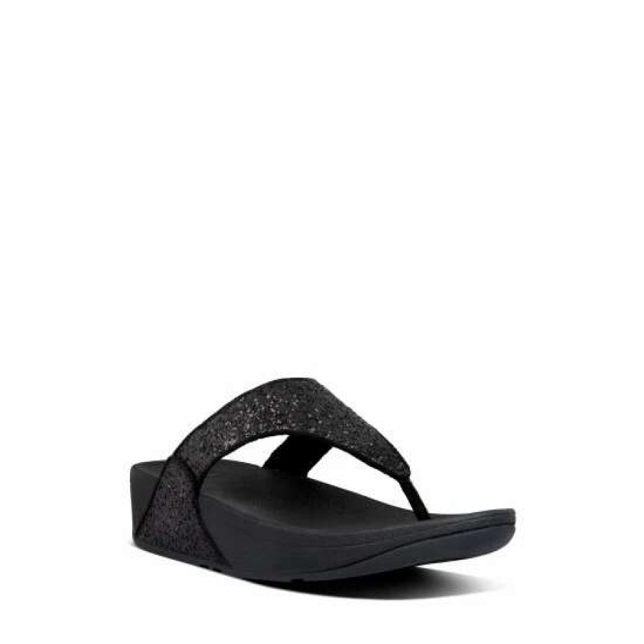 Sandals * | Fitflop Black Lulu Glitter Toe Post Sandals